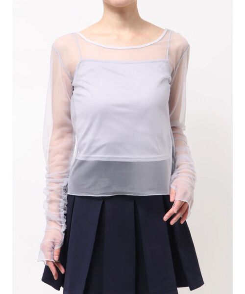 dazzlin（ダズリン）の「2wayシアートップス（Tシャツ/カットソー・レディース・オフホワイト/グレー/ブラック/アイボリー・FREE）」の4枚目の写真