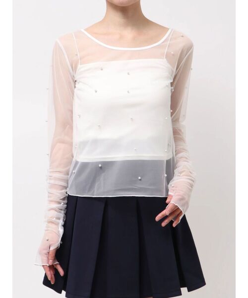 dazzlin（ダズリン）の「2wayシアートップス（Tシャツ/カットソー・レディース・オフホワイト/グレー/ブラック/アイボリー・FREE）」の2枚目の写真