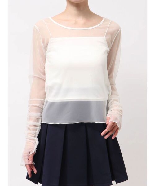 dazzlin（ダズリン）の「2wayシアートップス（Tシャツ/カットソー・レディース・オフホワイト/グレー/ブラック/アイボリー・FREE）」の3枚目の写真