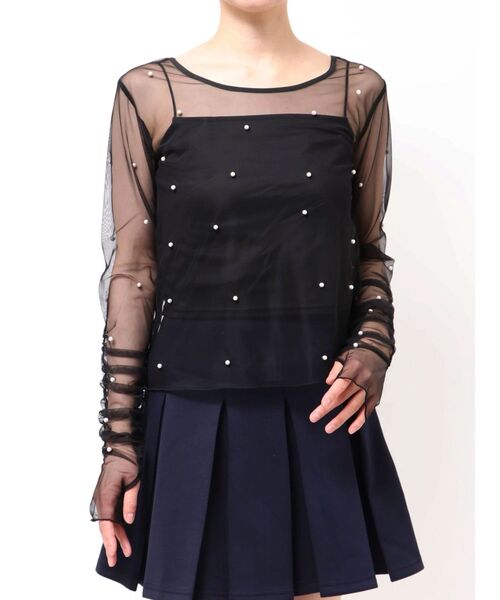 dazzlin（ダズリン）の「2wayシアートップス（Tシャツ/カットソー・レディース・オフホワイト/グレー/ブラック/アイボリー・FREE）」の5枚目の写真