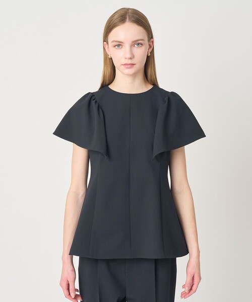 ANAYI（アナイ）の「【セットアップ対応商品】サッカーストレッチペプラム ブラウス（シャツ/ブラウス・レディース・ネイビー・36/38）」の2枚目の写真