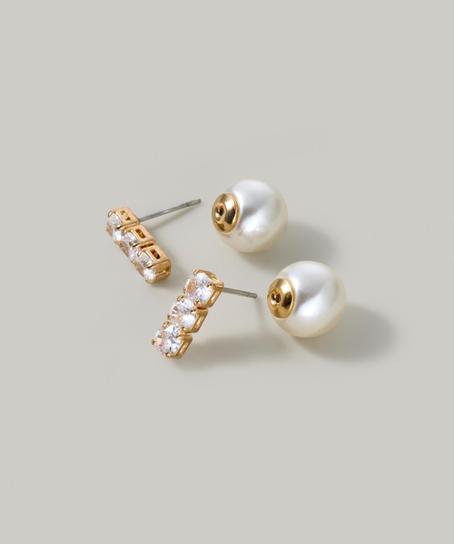 Jolie Toujours（ジョリトゥジュール）の「ビジューラインパールキャッチピアス（ピアス（両耳用）・レディース・ゴールド・FREE）」の3枚目の写真