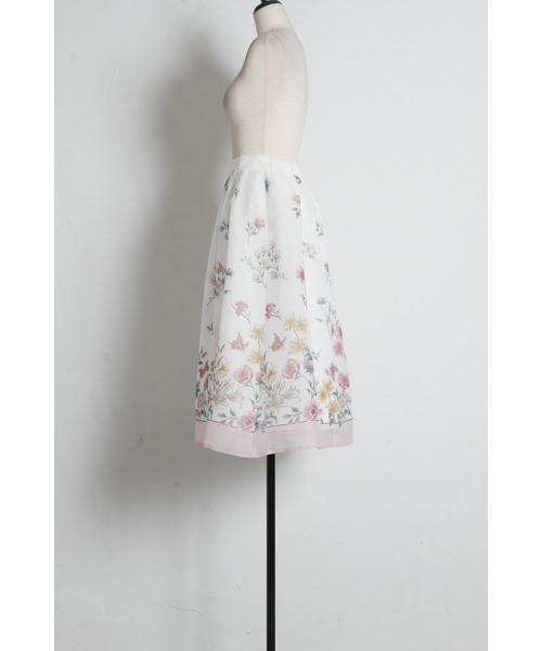 tocco closet（トッコ　クローゼット）の「ラメオーガンジーパネルフラワータックフレアスカート（スカート・レディース・ネイビー/ピンク・M）」の18枚目の写真