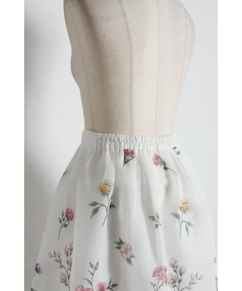 tocco closet（トッコ　クローゼット）の「ラメオーガンジーパネルフラワータックフレアスカート（スカート・レディース・ネイビー/ピンク・M）」の20枚目の写真