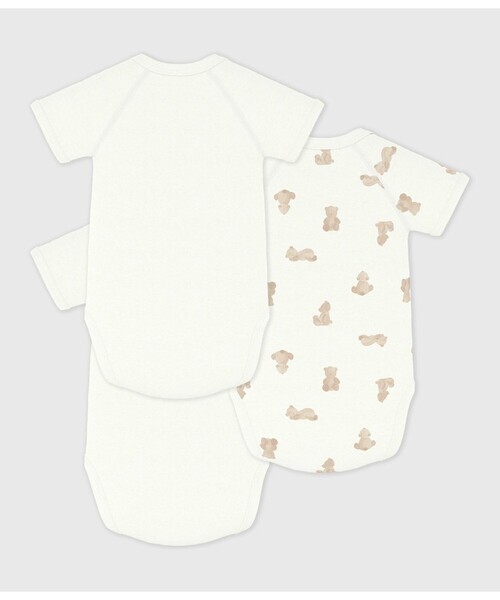 PETIT BATEAU（プチバトー）の「クマプリント半袖あわせボディ３枚組（肌着・キッズ・その他1・NewBorn/3MONTH/6MONTH/12MONTH）」の2枚目の写真