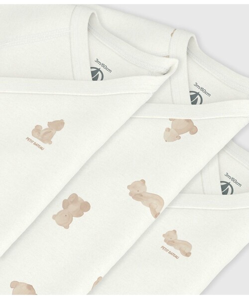 PETIT BATEAU（プチバトー）の「クマプリント半袖あわせボディ３枚組（肌着・キッズ・その他1・NewBorn/3MONTH/6MONTH/12MONTH）」の3枚目の写真