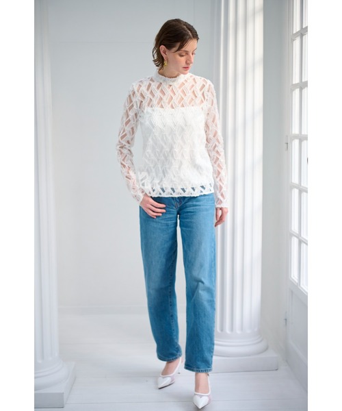 Estella.K(エステラケー)の「Janna Lace Blouse メッシュテープレーストップ(その他トップス・レディース・ブラック/ホワイト・FREE)」の11枚目の写真