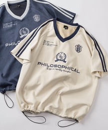 SlashDate | 【85】フェイクスウェード ロゴ刺繍 ゲームシャツ/ドローコード/ユニセックス/レディース/メンズ(Tシャツ/カットソー)