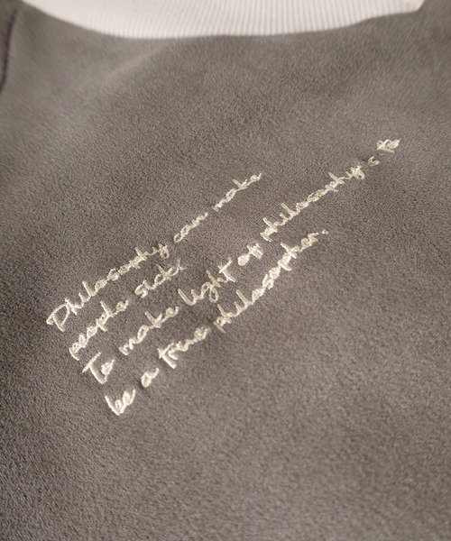 SlashDate（スラッシュデイト）の「【85】フェイクスウェード ロゴ刺繍 ゲームシャツ/ドローコード/ユニセックス/レディース/メンズ（Tシャツ/カットソー・レディース・チャコールグレー/ネイビー/アイボリー・L/M）」の8枚目の写真