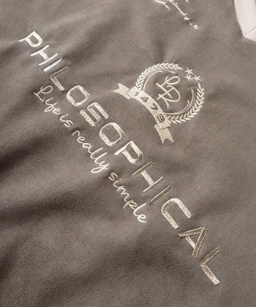 SlashDate（スラッシュデイト）の「【85】フェイクスウェード ロゴ刺繍 ゲームシャツ/ドローコード/ユニセックス/レディース/メンズ（Tシャツ/カットソー・レディース・チャコールグレー/ネイビー/アイボリー・L/M）」の9枚目の写真