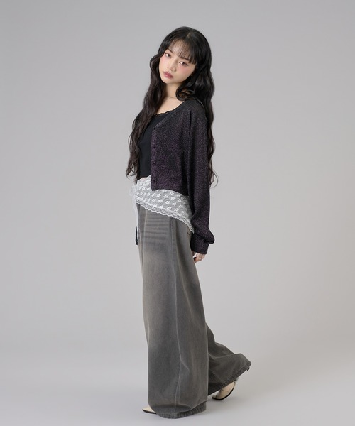 apres jour mignon(アプレジュールミニョン)の「ラメシアーカーディガン(カーディガン/ボレロ・レディース・ブラック/アイボリー/グリーン・LARGE/フリー)」の6枚目の写真