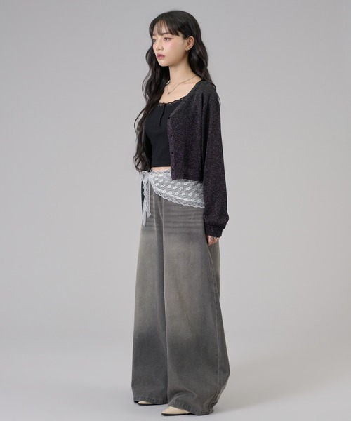 apres jour mignon(アプレジュールミニョン)の「ラメシアーカーディガン(カーディガン/ボレロ・レディース・ブラック/アイボリー/グリーン・LARGE/フリー)」の8枚目の写真