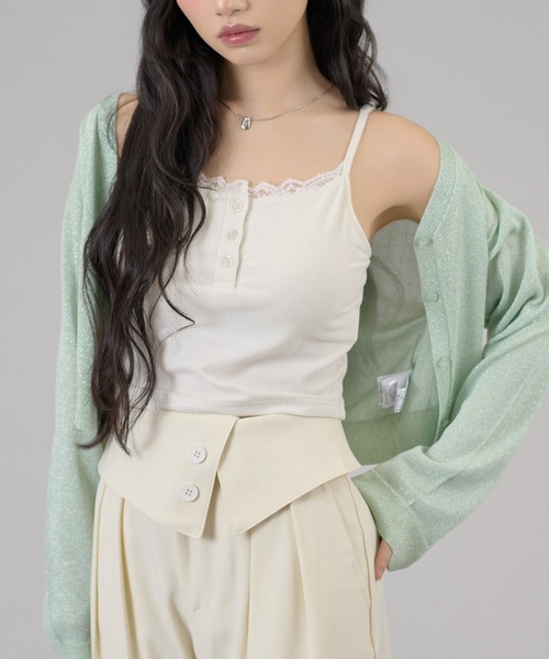 apres jour mignon(アプレジュールミニョン)の「ラメシアーカーディガン(カーディガン/ボレロ・レディース・ブラック/アイボリー/グリーン・LARGE/フリー)」の11枚目の写真
