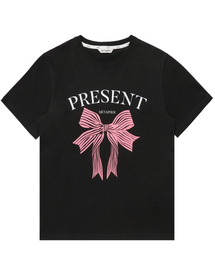 METギフトプリント半袖Tシャツブラック