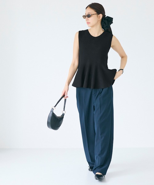 coca(coca)(コカ)の「ノースリーブペプラムニットトップス(ニット/セーター・レディース・ブラック/グレイッシュベージュ・L/M/S)」の5枚目の写真