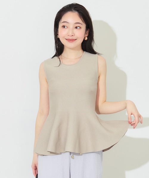 coca(coca)(コカ)の「ノースリーブペプラムニットトップス(ニット/セーター・レディース・ブラック/グレイッシュベージュ・L/M/S)」の13枚目の写真