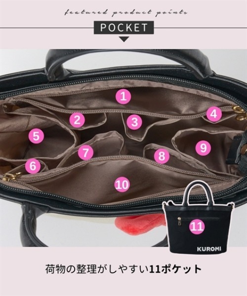 nissen（ニッセン）の「サンリオキャラクターズ　１１ポケットキャンバス２WAYトートバッグ（トートバッグ・レディース・ホワイト系/ブラック系・FREE）」の15枚目の写真