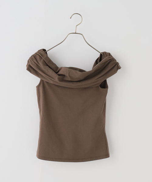 COOME/コーメ】 FOLD OVER SLEEVELESS TOP（Tシャツ/カットソー