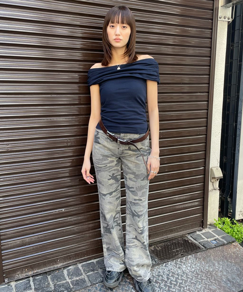 COOME/コーメ】 FOLD OVER SLEEVELESS TOP（Tシャツ/カットソー