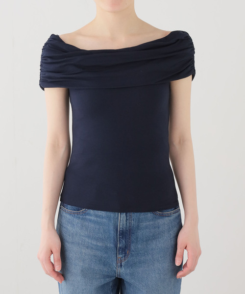 COOME（コーメ）の「【COOME/コーメ】 FOLD OVER SLEEVELESS TOP（Tシャツ/カットソー・レディース・ブラウン/ネイビー・SMALL）」の6枚目の写真