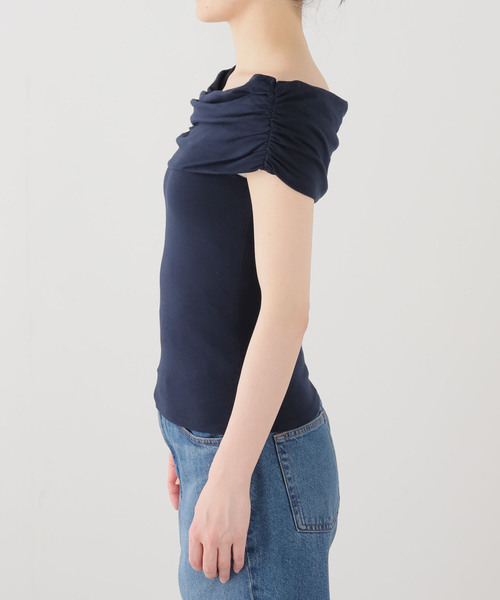 COOME（コーメ）の「【COOME/コーメ】 FOLD OVER SLEEVELESS TOP（Tシャツ/カットソー・レディース・ブラウン/ネイビー・SMALL）」の7枚目の写真