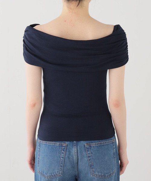 COOME（コーメ）の「【COOME/コーメ】 FOLD OVER SLEEVELESS TOP（Tシャツ/カットソー・レディース・ブラウン/ネイビー・SMALL）」の8枚目の写真