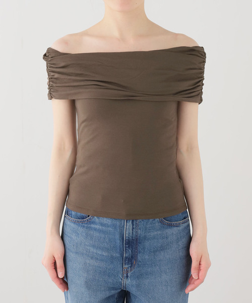 COOME（コーメ）の「【COOME/コーメ】 FOLD OVER SLEEVELESS TOP（Tシャツ/カットソー・レディース・ブラウン/ネイビー・SMALL）」の13枚目の写真