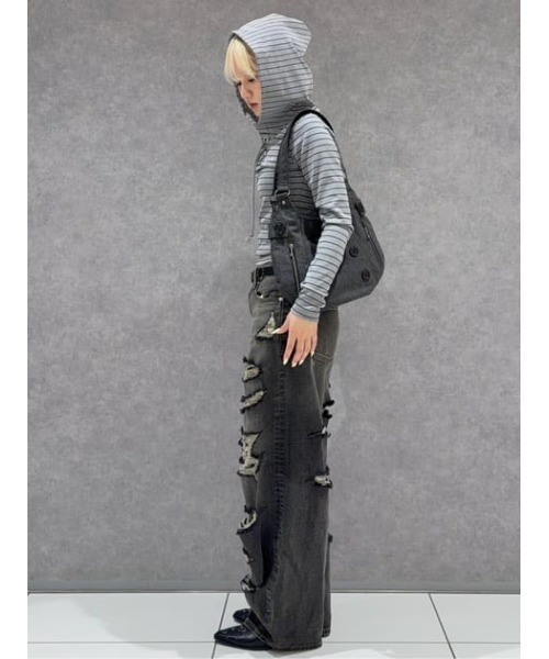 LAGUA GEM(ラグアジェム)の「LACE UP HOODIE トップス(パーカー・レディース・グレー/ライトイエロー/ブラック・FREE)」の21枚目の写真
