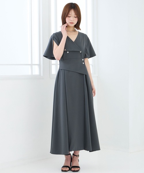 Elishe（エリシェ）の「アシメボタンフレアワンピース（ワンピース・レディース・ベージュ/チャコールグレー/ブラウン・0/1）」の14枚目の写真
