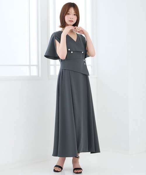 Elishe（エリシェ）の「アシメボタンフレアワンピース（ワンピース・レディース・ベージュ/チャコールグレー/ブラウン・0/1）」の15枚目の写真