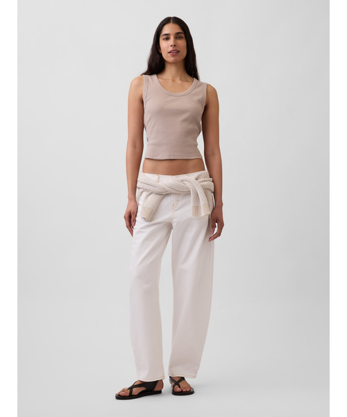 GAP(ギャップ)の「Gapロゴ入り リブ クロップド スクープネック タンクトップ(タンクトップ・レディース・ブラック/ベージュ/ブルー/ホワイト・XXS/XL/L/M/S/XS)」の8枚目の写真