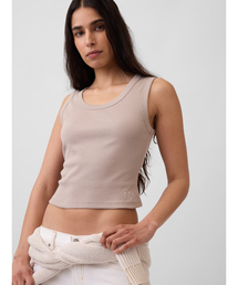 GAP（ギャップ）の「Gapロゴ入り リブ クロップド スクープネック タンクトップ（タンクトップ）」