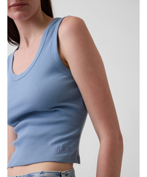 GAP（ギャップ）の「Gapロゴ入り リブ クロップド スクープネック タンクトップ（タンクトップ）」