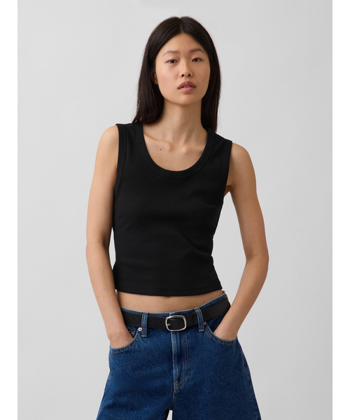 GAP(ギャップ)の「Gapロゴ入り リブ クロップド スクープネック タンクトップ(タンクトップ・レディース・ブラック/ベージュ/ブルー/ホワイト・XXS/XL/L/M/S/XS)」の5枚目の写真