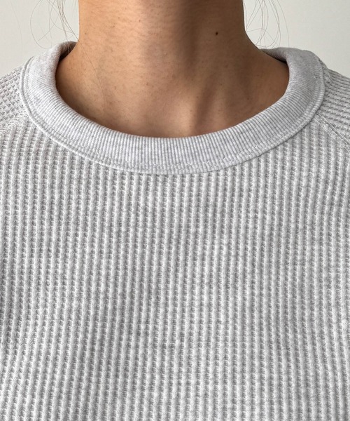 CANAL JEAN(キャナルジーン)の「HARING ラグランワッフル半袖Tシャツ(Tシャツ/カットソー・レディース・ネイビー/アッシュ・ONE SIZE)」の12枚目の写真