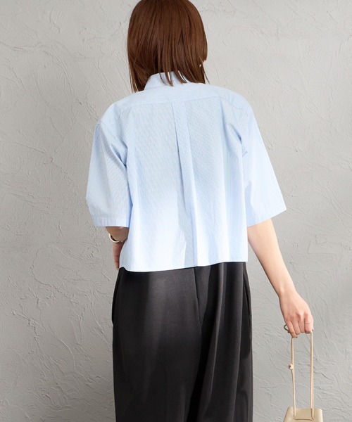 GYMPHLEX（ジムフレックス）の「[GYMPHLEX/ジムフレックス] ショートスリーブ ストライプショートボタンダウンシャツ（シャツ/ブラウス・レディース・サックスブルー・12）」の12枚目の写真