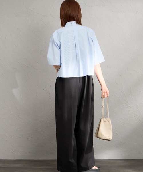 GYMPHLEX（ジムフレックス）の「[GYMPHLEX/ジムフレックス] ショートスリーブ ストライプショートボタンダウンシャツ（シャツ/ブラウス・レディース・サックスブルー・12）」の15枚目の写真