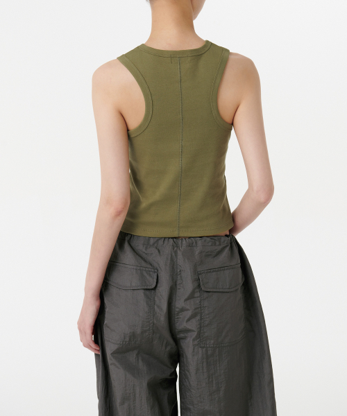 MUSINSA STANDARD WOMAN（ムシンサスタンダードウーマン）の「ウィメンズフロントカットアウトタンクトップ[ライトモス]（Tシャツ/カットソー・レディース・その他・MEDIUM/LARGE/X-SMALL/SMALL）」の4枚目の写真