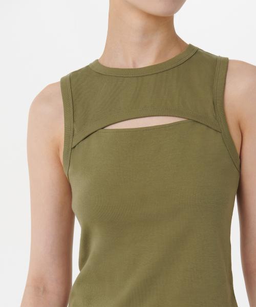 MUSINSA STANDARD WOMAN（ムシンサスタンダードウーマン）の「ウィメンズフロントカットアウトタンクトップ[ライトモス]（Tシャツ/カットソー・レディース・その他・MEDIUM/LARGE/X-SMALL/SMALL）」の3枚目の写真