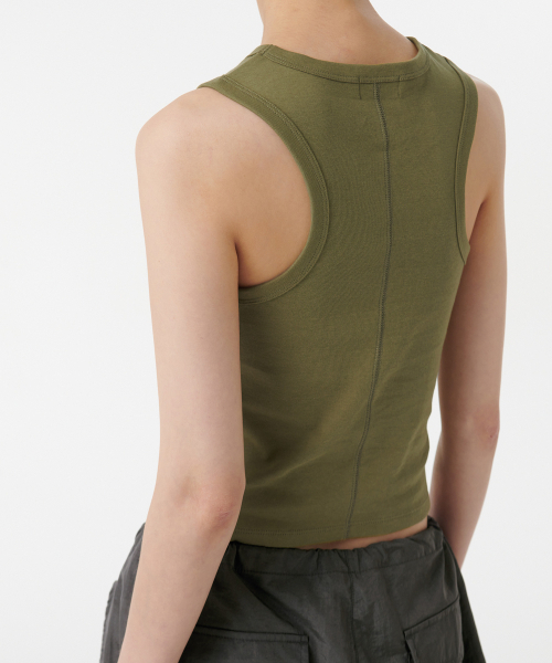 MUSINSA STANDARD WOMAN（ムシンサスタンダードウーマン）の「ウィメンズフロントカットアウトタンクトップ[ライトモス]（Tシャツ/カットソー・レディース・その他・MEDIUM/LARGE/X-SMALL/SMALL）」の2枚目の写真
