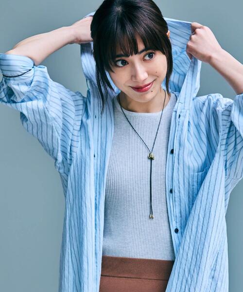 grove（グローブ）の「【洗える】大人のストライプ フーディシャツ（シャツ/ブラウス・レディース・ブルー系7/アイボリー系2・02/01/05/04/03）」の21枚目の写真