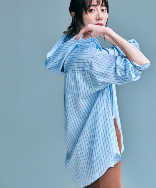 grove（グローブ）の「【洗える】大人のストライプ フーディシャツ（シャツ/ブラウス・レディース・ブルー系7/アイボリー系2・02/01/05/04/03）」の20枚目の写真