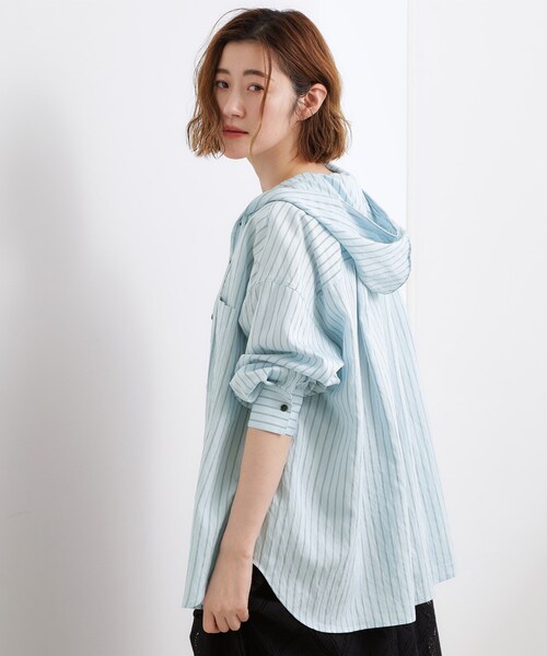 grove（グローブ）の「【洗える】大人のストライプ フーディシャツ（シャツ/ブラウス・レディース・ブルー系7/アイボリー系2・02/01/05/04/03）」の16枚目の写真