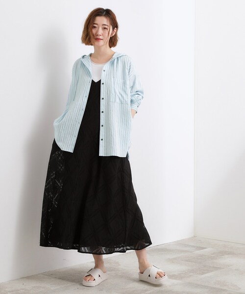grove（グローブ）の「【洗える】大人のストライプ フーディシャツ（シャツ/ブラウス・レディース・ブルー系7/アイボリー系2・02/01/05/04/03）」の15枚目の写真