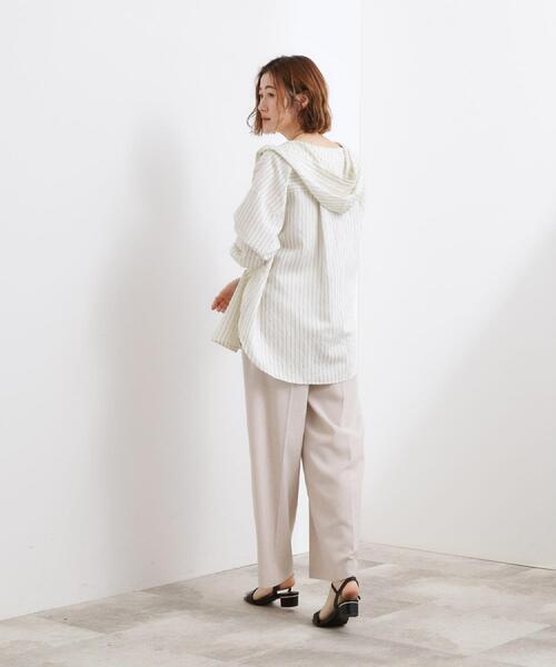 grove（グローブ）の「【洗える】大人のストライプ フーディシャツ（シャツ/ブラウス・レディース・ブルー系7/アイボリー系2・02/01/05/04/03）」の4枚目の写真