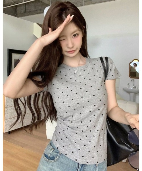 inst.ALL（インストール）の「かすれドットプリントチビTシャツ（Tシャツ/カットソー・レディース・ブラック/ホワイト/グレー・M）」の19枚目の写真