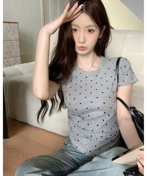 inst.ALL（インストール）の「かすれドットプリントチビTシャツ（Tシャツ/カットソー・レディース・ブラック/ホワイト/グレー・M）」の22枚目の写真