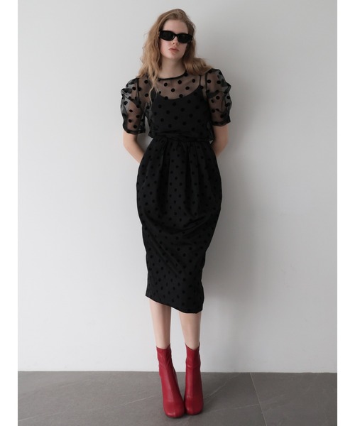 AMOMMA(アモマ)の「BALLOON DOT MIDI SKIRT(スカート・レディース・ホワイト/ブラック・FREE)」の6枚目の写真