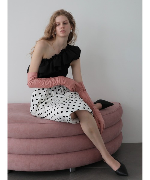 AMOMMA(アモマ)の「BALLOON DOT MIDI SKIRT(スカート・レディース・ホワイト/ブラック・FREE)」の8枚目の写真