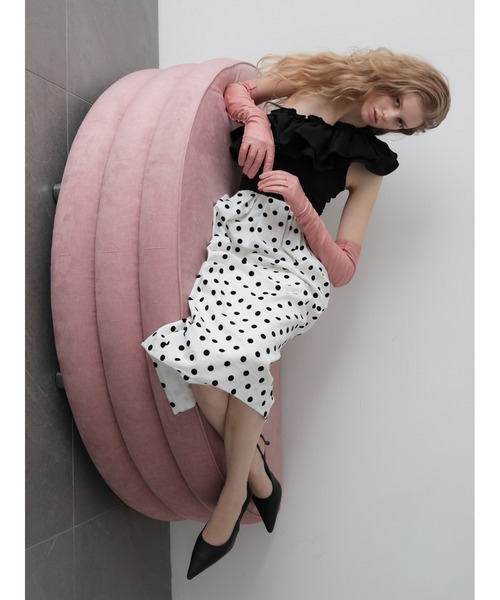 AMOMMA(アモマ)の「BALLOON DOT MIDI SKIRT(スカート・レディース・ホワイト/ブラック・FREE)」の9枚目の写真